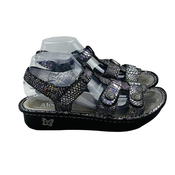 Womens Alegria Kleo Zesty Gladiator Sandals Iridescent Snake Gem Buttons 11.5 12 - Picture 2 of 14